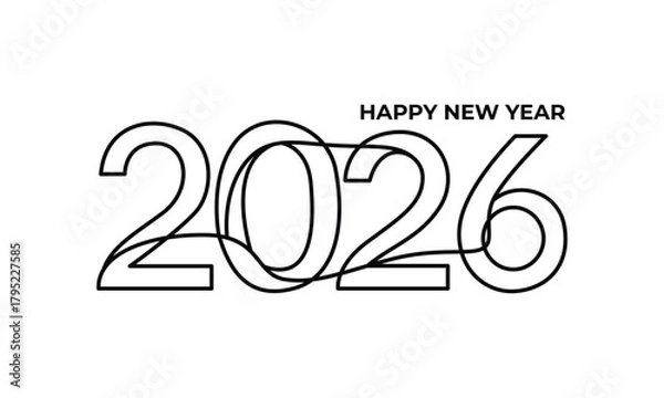 Fototapeta Minimalist single line drawing celebrating the arrival of 2026