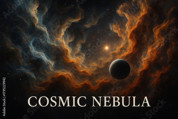 Fototapeta Stunning Cosmic Nebula Artwork With Planet and Radiant Deep Space Clouds