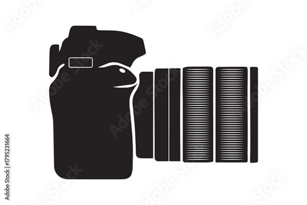 Obraz DSLR camera silhouette with white background