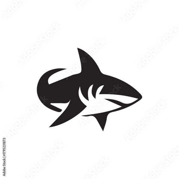Obraz Minimalist shark logo on white background