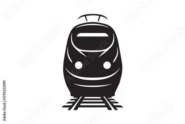 Obraz Electric train head silhouette with white background
