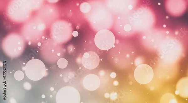 Fototapeta Shimmering abstract background with soft focus bokeh lights, radiating a beautiful spectrum of warm and cool colors, perfect for festive and dreamy design aesthetics
