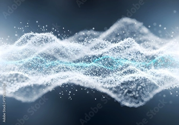 Fototapeta Abstract digital waveform of glowing particles and light