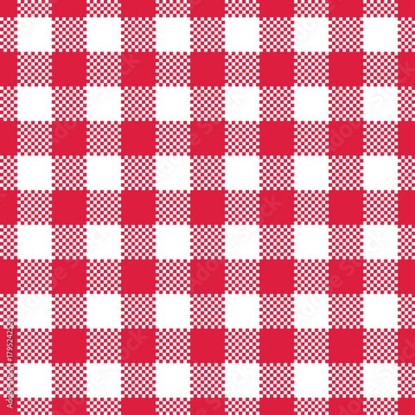 Fototapeta Red Gingham Tablecloth. Seamless Pattern.