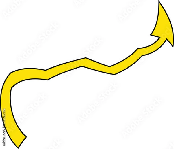 Fototapeta Straight yellow 3D arrow pointing right—ideal for navigation, forward movement, “Next” buttons, or sequential steps in scalable vector format.