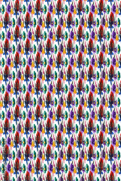 Fototapeta Colorful Abstract Floral Pattern – Vertical Brushstroke Symmetry