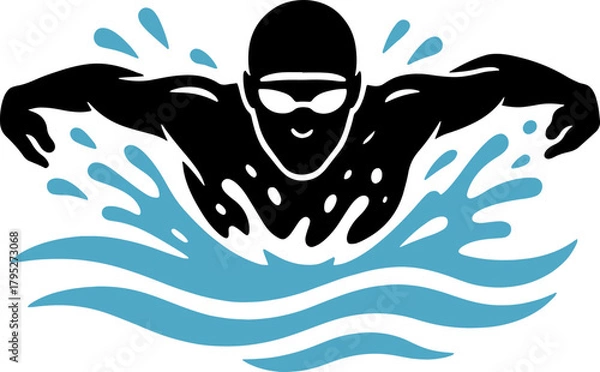 Fototapeta Swimming Design Scalable SVG Vector Graphic with Editable Paths and Layers for Web, UI Design, Digital Art, and Print Applications