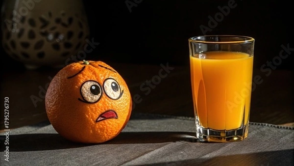 Obraz Surreal Orange Fruit and Juice Glass in Dramatic Lighting V5