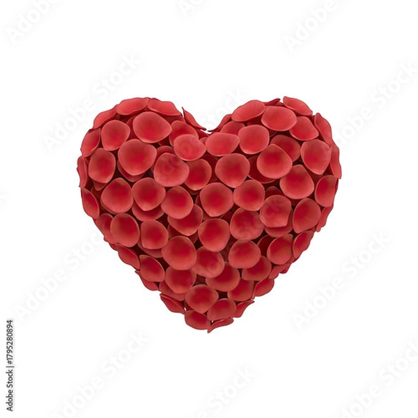 Fototapeta Heart Shape Formed From Red Rose Petals Against A Black Background symbolizing love and romance in a detailed 3d render