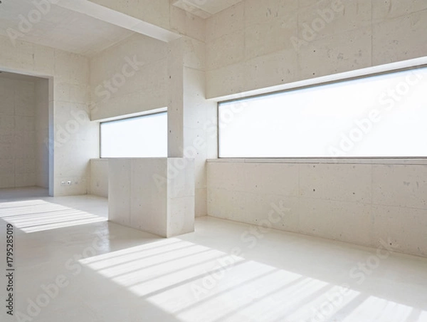 Obraz Minimalist concrete interior with natural light and shadows