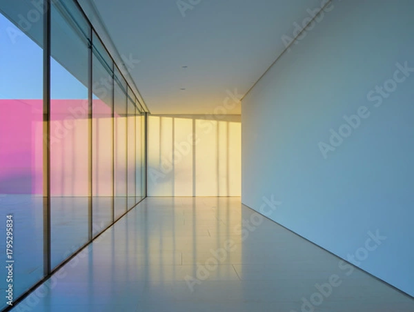 Obraz Modern minimalist hallway with colored light reflections