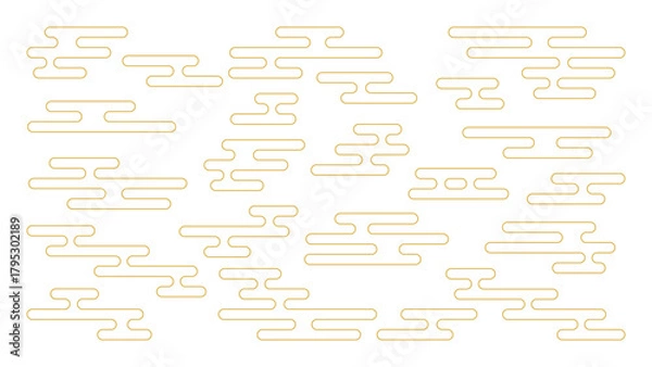 Obraz エ霞輪郭線の和柄背景(金)