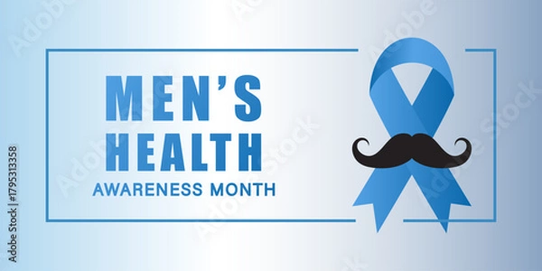 Fototapeta Men Health Awareness Month. Vector banner with arrow and mustache. Movember event banner.