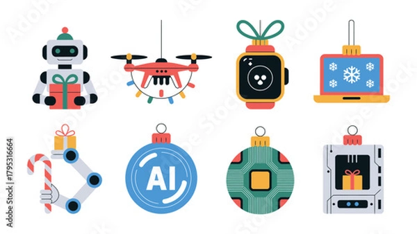 Fototapeta Festive Tech Ornaments: Celebrate the fusion of technology and holiday cheer with these unique ornaments, showcasing the future.