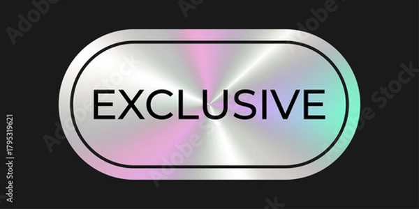 Obraz Modern hologram exclusive tag with metallic texture. Holographic gradient badge. Silver sticker. A luxury, premium design label.