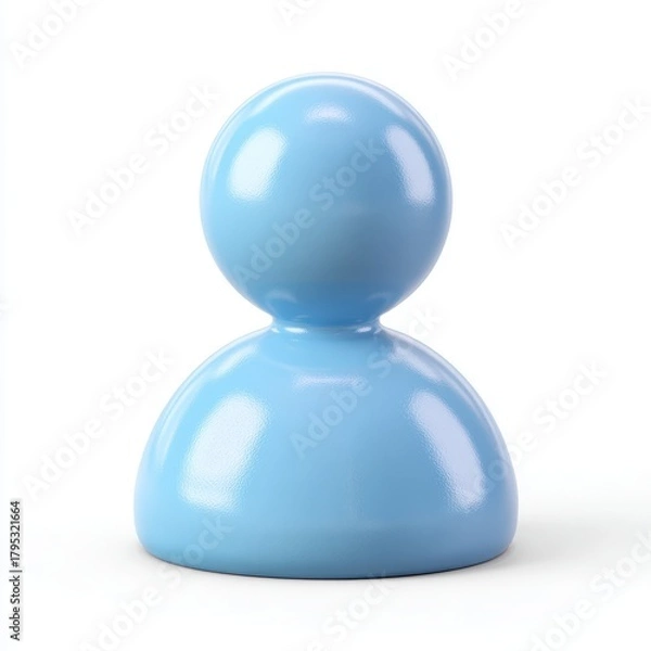 Obraz A simple shiny light blue pawn shaped figure on a white background