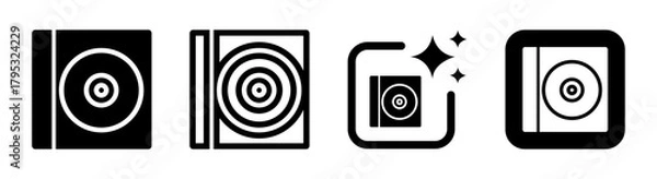 Fototapeta DJ icon with DJ setup for music party and outdoor show in black transparent PNG vector illustration