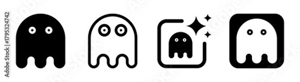 Fototapeta Spooky ghost icon for Halloween in black transparent PNG vector illustration