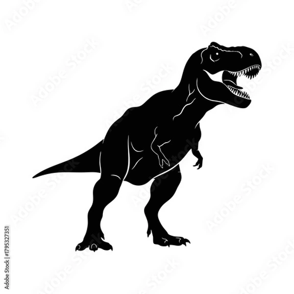 Obraz silhouette of a dinosaur with a white background