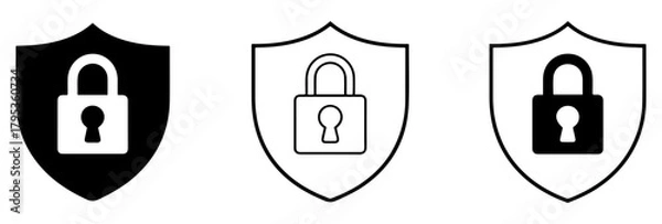 Obraz security shield icon with padlock