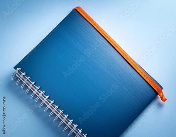 Fototapeta blue spiral notebook with orange elastic
