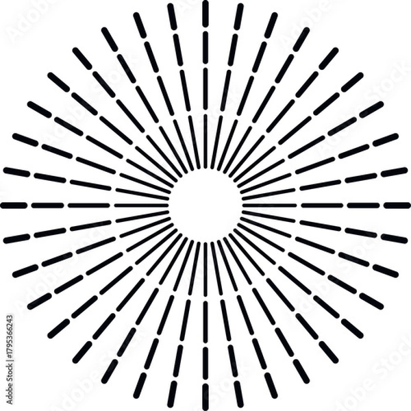 Fototapeta Radiating dashed lines creating a sunburst effect
