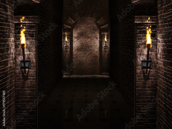 Obraz Arches with torches backgroun