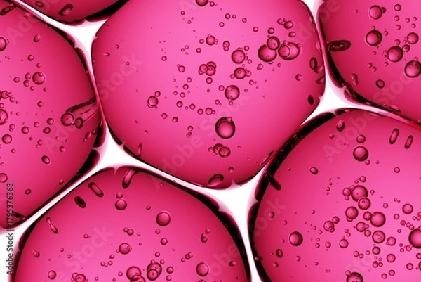 Obraz Effervescent pink gel spheres captured in macro detail, optimized for skincare branding, vibrant advertising concepts, and abstract interior decor prints