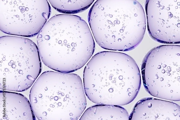 Obraz Detailed macro view of purple gel spheres with embedded bubbles, perfect for beauty-brand concepts, futuristic design assets, and science-inspired ads