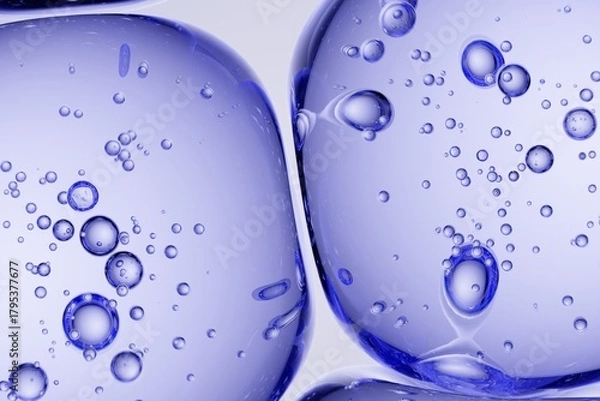 Obraz Blue translucent spheres containing floating air bubbles, perfect for tech branding, minimalistic UI textures, and high-clarity conceptual graphics
