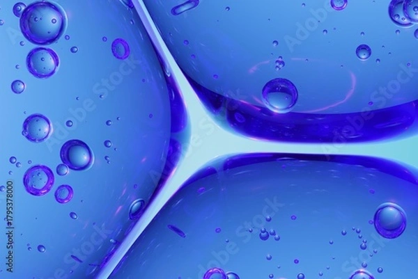 Obraz Floating translucent blue orbs filled with tiny bubbles, ideal for tech branding, clean aesthetic layouts, and conceptual advertising campaigns