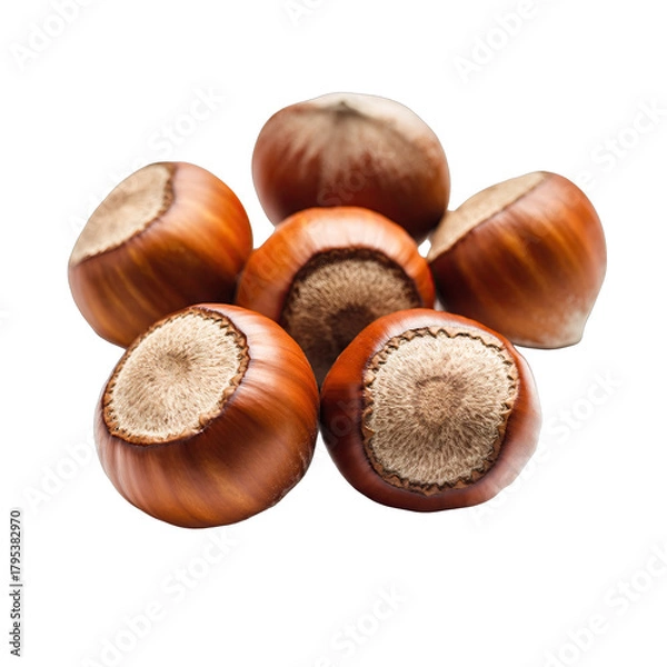 Obraz Group Of Hazelnuts With Shells On Transparent Background Studio Shot