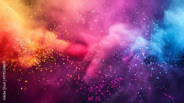 Obraz Stunning vibrant explosion of color with a dynamic cosmic dust effect for modern designs and backgrounds, perfect for adding energy and a creative touch