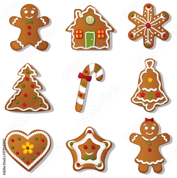 Obraz Gingerbread Cookies Icon Set