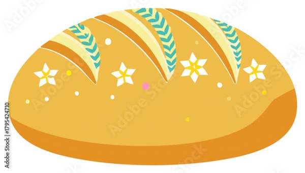 Obraz Illustration of stylized bread with star and ornamental patterns