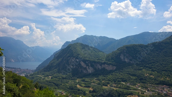 Obraz View from Canale di Tenno towards Lake Garda in Italy.