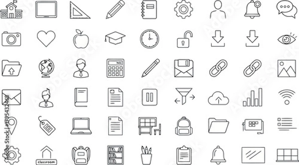 Fototapeta Assortment of handdrawn icons for various categories
