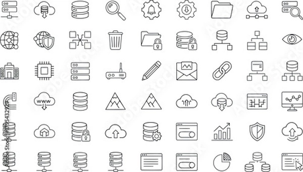 Fototapeta Set of technology and data icons