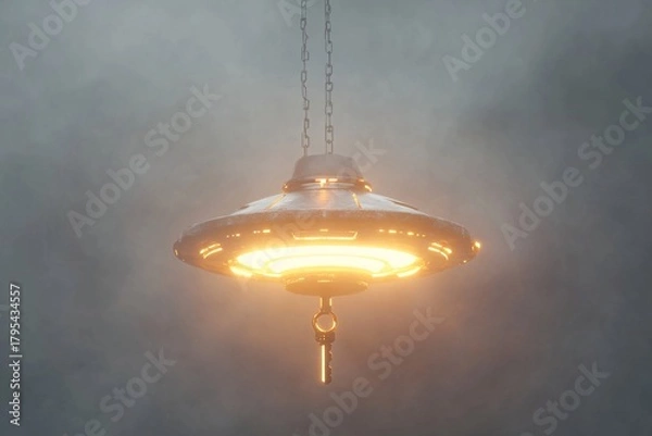 Fototapeta Old electric chandelier in the dark night with wall lamp illumination