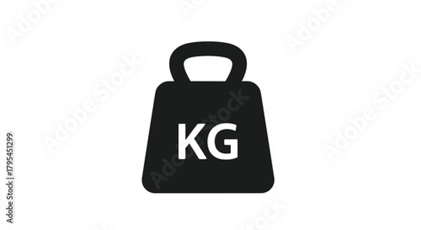 Fototapeta A visual representation of a black weight lifting dumbbell with the letters kg written on it indicating kilograms for measuring physical strength and workout intensity.