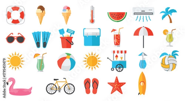 Fototapeta Summertime vacation fun with ice cream and cool drinks for a refreshing holiday.