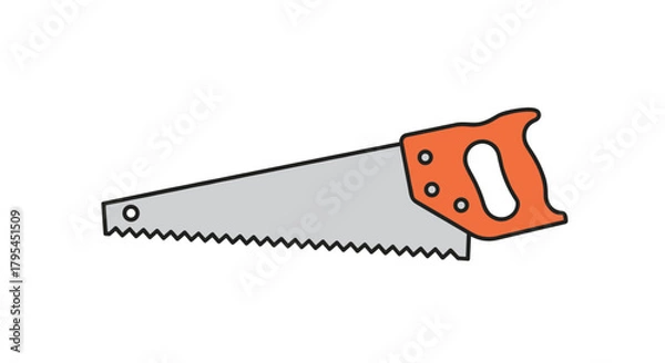 Fototapeta A versatile hand saw with a comfortable orange handle and a sharp toothed blade designed for cutting various materials with precision and ease.