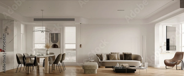 Obraz 3D RENDER LIVING ROOM