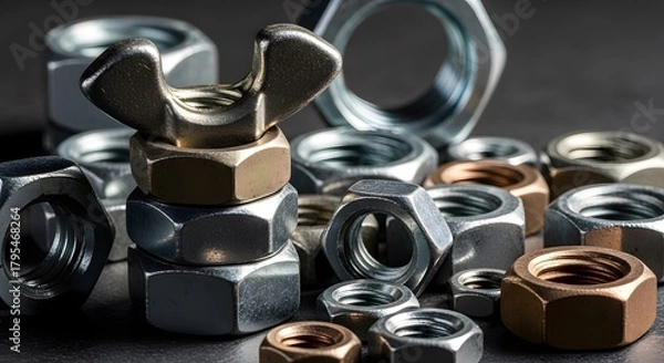Fototapeta collection of hex nuts