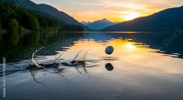 Obraz skipping a stone scene