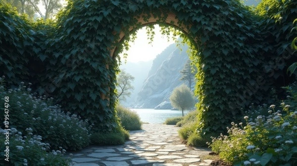 Obraz Enchanting Garden Archway Leading to a Serene Landscape.
