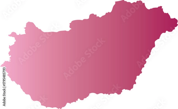 Fototapeta Vector outline map of the Hungary , isolated on white background, a graphic symbol of national geography and cartography