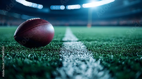 Obraz Football on the Field Under Stadium Lights