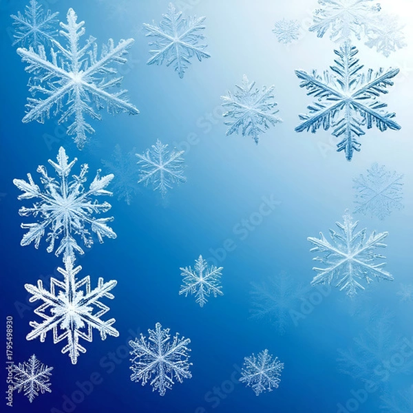 Fototapeta Winter Snowflakes on a Blue Gradient Background