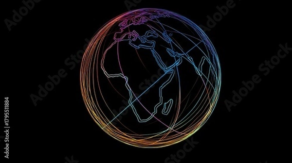 Fototapeta Abstract globe illustration with colorful lines a modern design element perfect for technology and global connection concepts